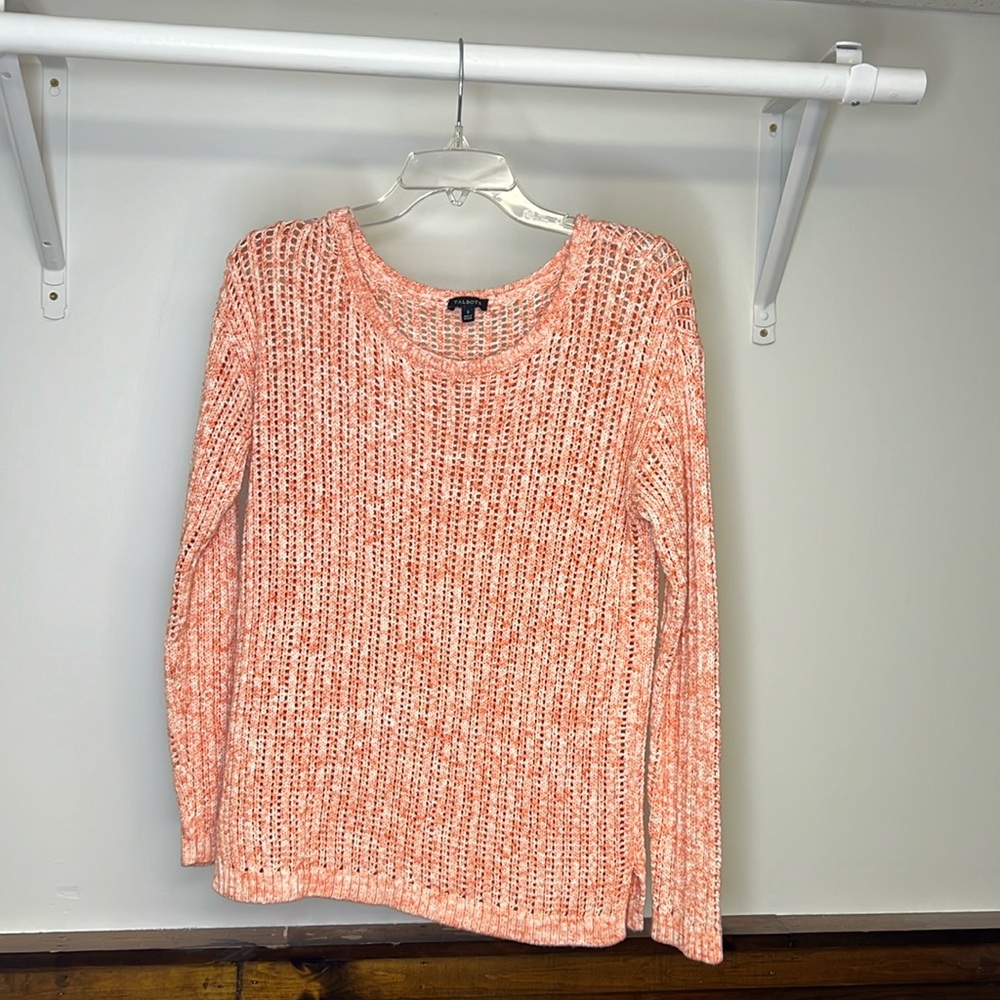 Talbots Orange & White Knit‎ Cotton Sweater- S